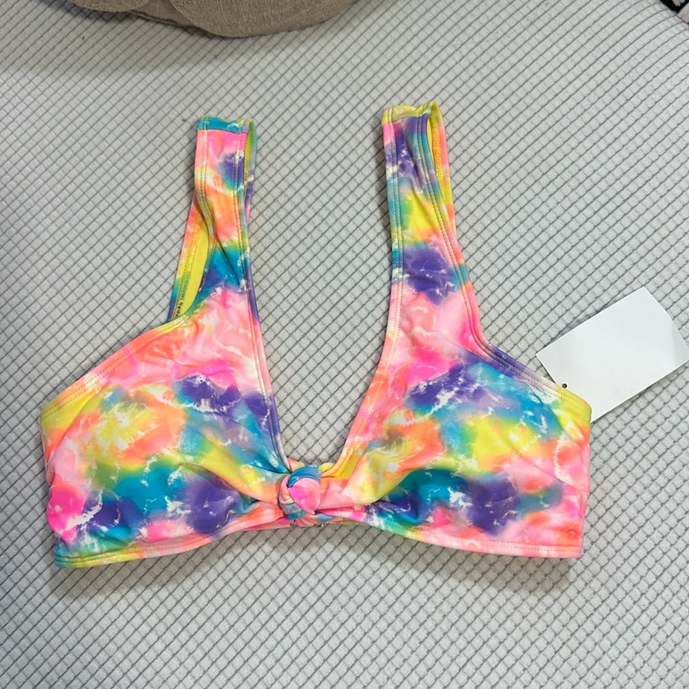 213. California Waves Yellow Tie Dye Bikini Top Swimwear XL